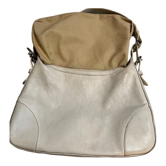 Vintage DR Pelletterie Firenze Handbag Shoulder Tote Italian Leather Bone White - Picture 6 of 11